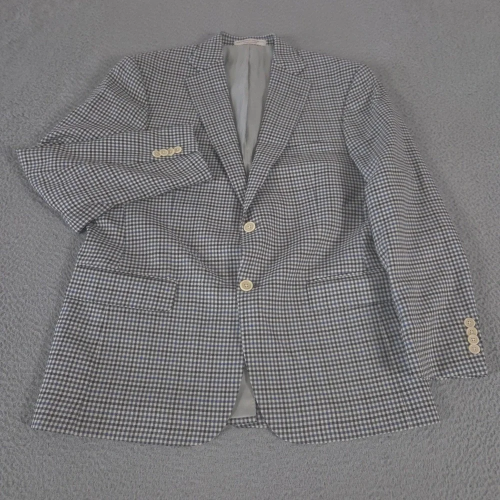 Hardwick Blazer Mens 40 Short Multi Check 100%‎ Wool Made in USA 2 Button Coat